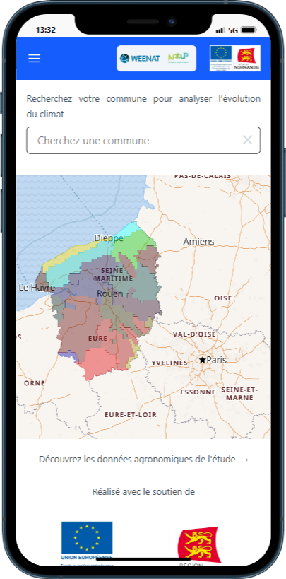 illustration Weenat Simulateur Agro Climatique, carte géographique